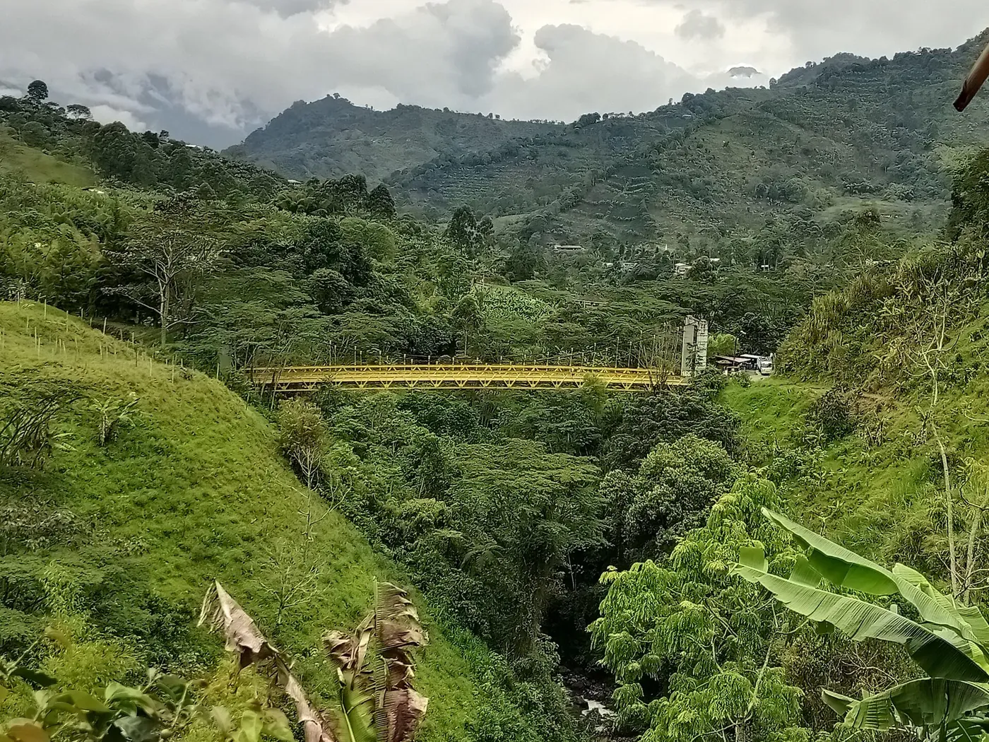 Cañón de la quebrada Volcanes cubierto de bosque cerca de Jardín